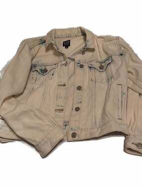 GAP Sun-Bleached Cropped Oversized Icon Denim Jacket